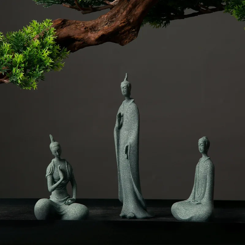Mini Buddhist Monks Figurines Garden Buddha Zen Statue Tibetan Buddha Figurines Garden Ornament Meditation Aquarium Decoration
