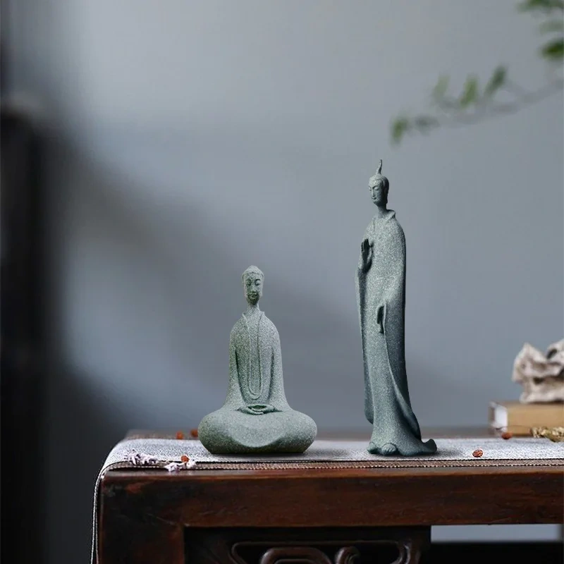 Mini Buddhist Monks Figurines Garden Buddha Zen Statue Tibetan Buddha Figurines Garden Ornament Meditation Aquarium Decoration