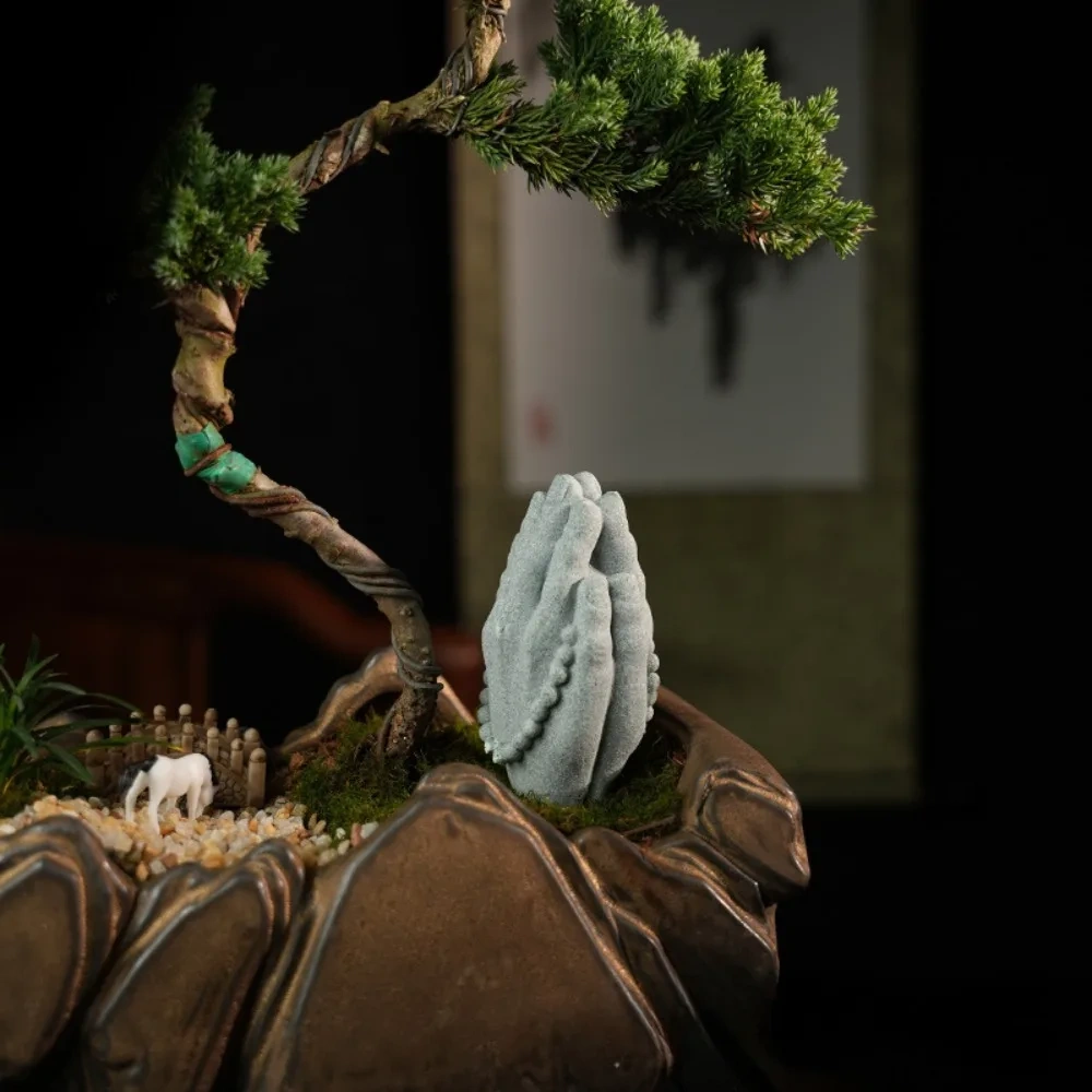 Zen Buddhism Chinese Feng Shui Buddha Hand Figurine Statue Home Fish Aquarium Tank Desktop Garden Bonsai Micro Landscape Decor