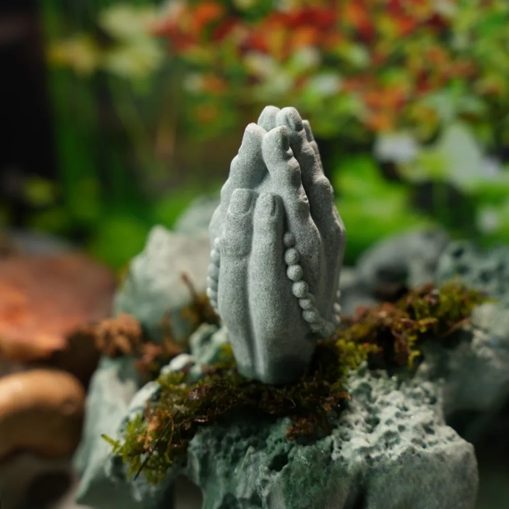 Zen Buddhism Chinese Feng Shui Buddha Hand Figurine Statue Home Fish Aquarium Tank Desktop Garden Bonsai Micro Landscape Decor