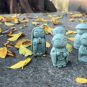 5-Piece Mini Monk Jizo Statue Set - Faux Stone Zen Buddha Figurines