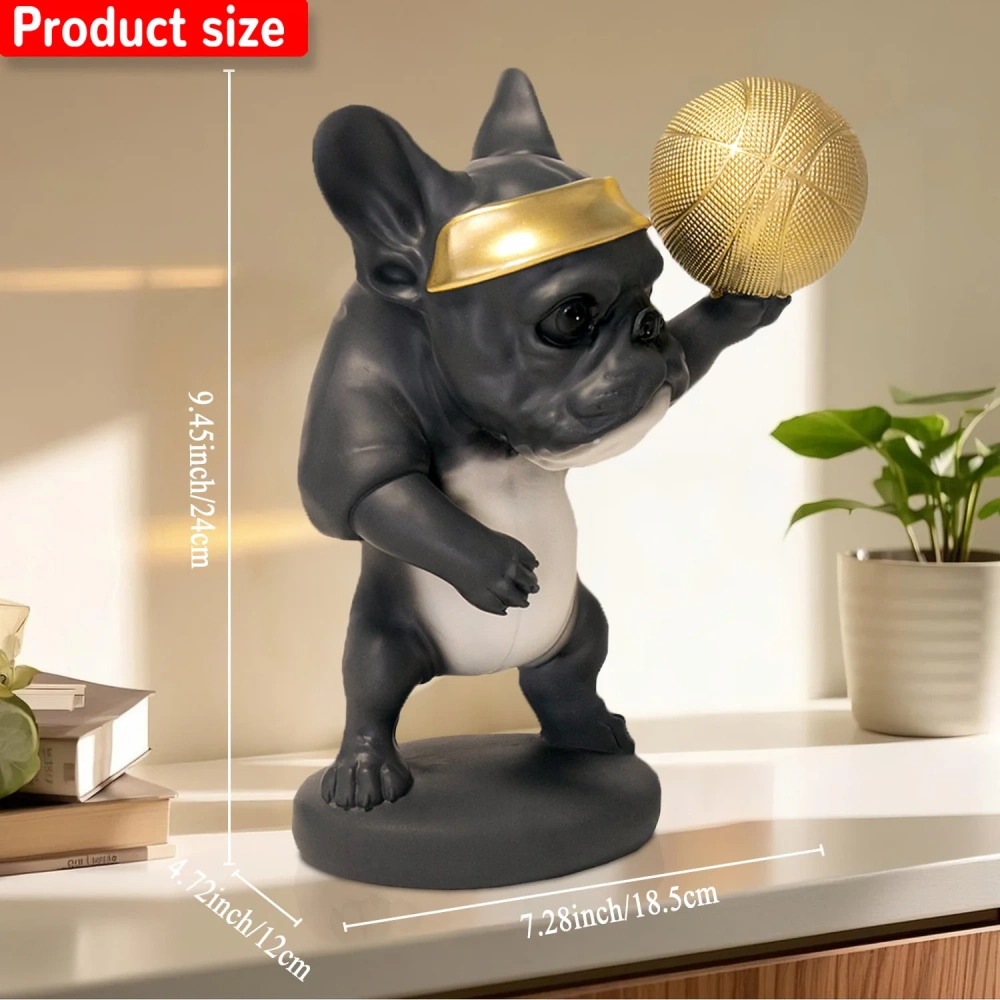 Funny French Bulldog Statue Resin Bulldog on Skateboard with Helmet Cute Gym Dog Decor Home Office Fitness Gifts for Dog Lovers