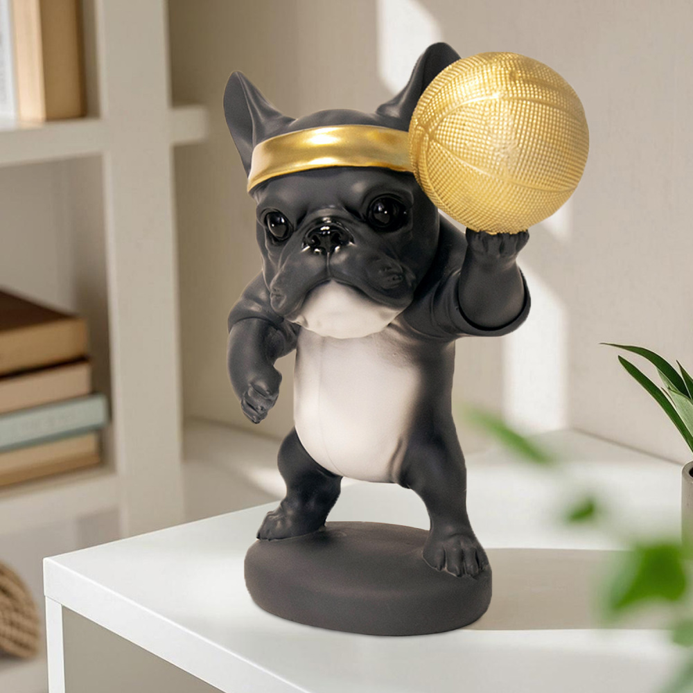French Bulldog Athlete Figurine Set – Resin Basketball & Skateboard Dog Decor