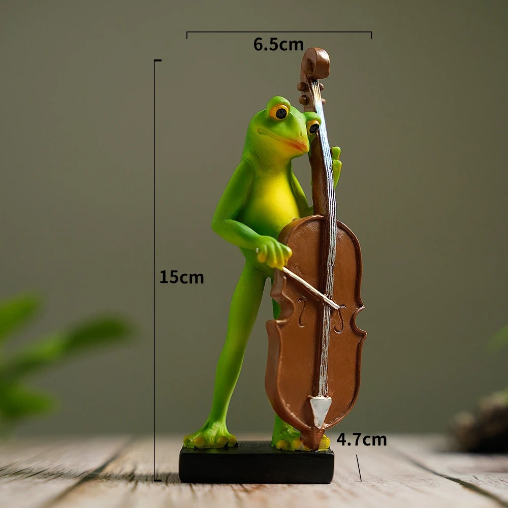Adorable Funny Froggy Musician Resin Animal Statue Ornaments Collectible Figurines Home and Garden Decor Gift for Music Lover