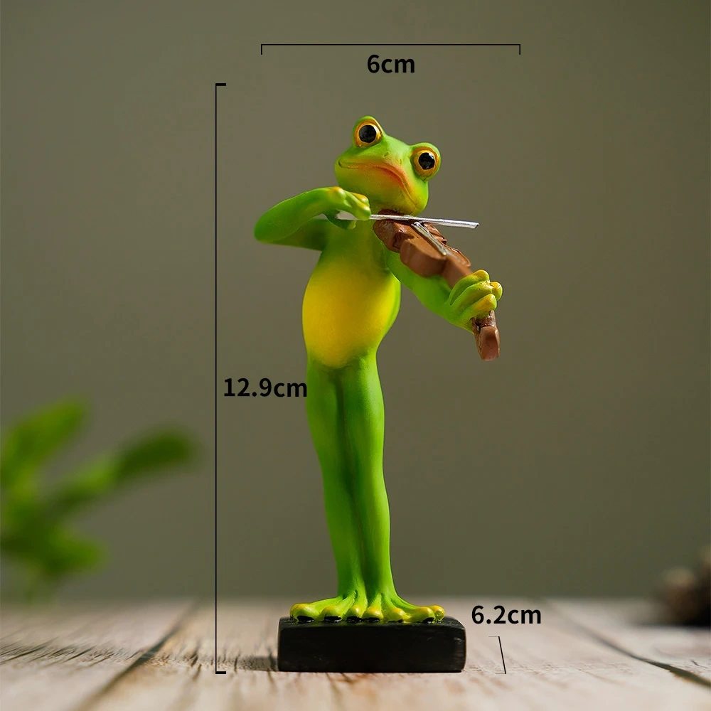 Adorable Funny Froggy Musician Resin Animal Statue Ornaments Collectible Figurines Home and Garden Decor Gift for Music Lover