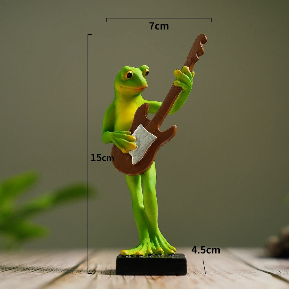 Adorable Funny Froggy Musician Resin Animal Statue Ornaments Collectible Figurines Home and Garden Decor Gift for Music Lover