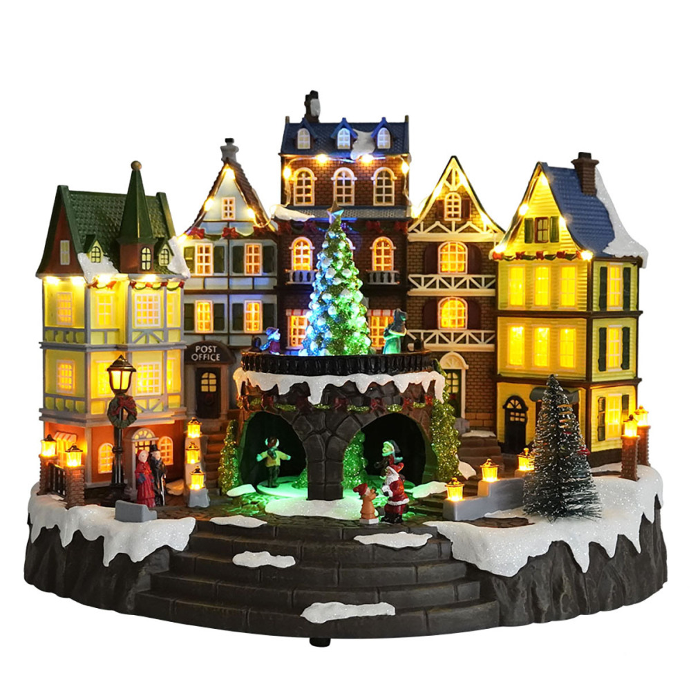 Animated LED Christmas Village with Music Large Holiday Decoration