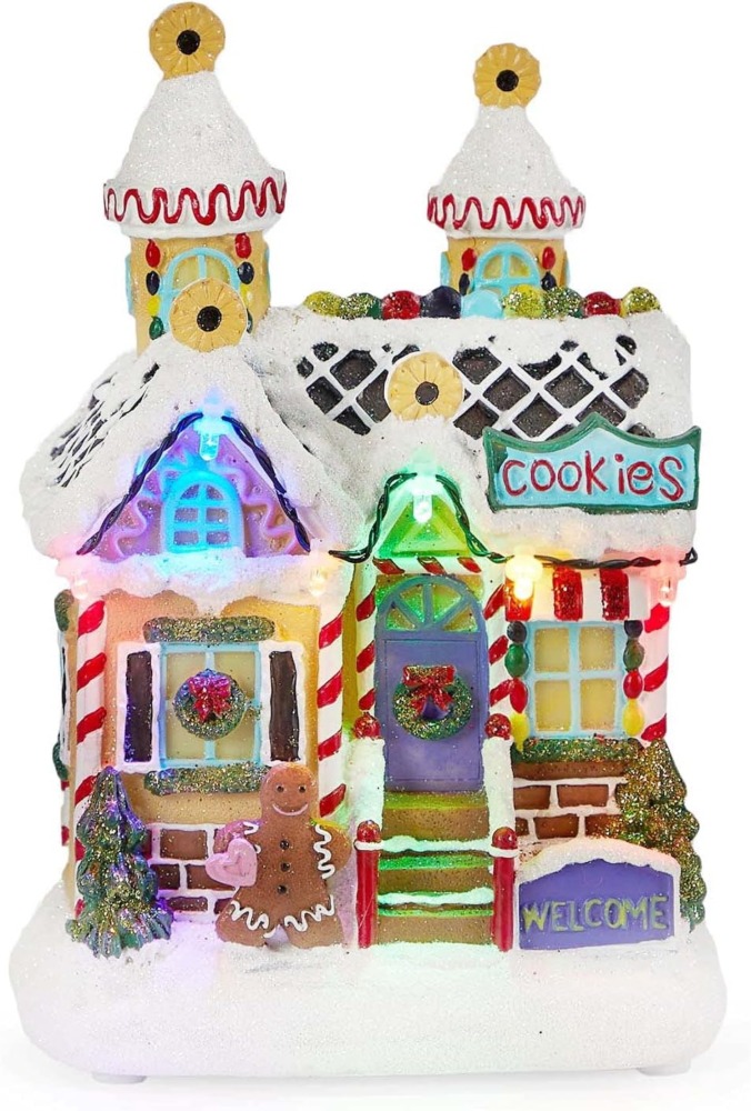 LED Lighted Christmas Cookies Shop Village House Wholesale, Festive Resin Gingerbread Decor by innodept12, Bulk Buy 540pcs