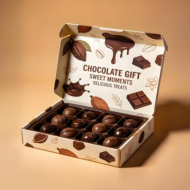 Custom Chocolate Box Packaging Manufacturer Printing Design Food Rigid Cardboard Boxes