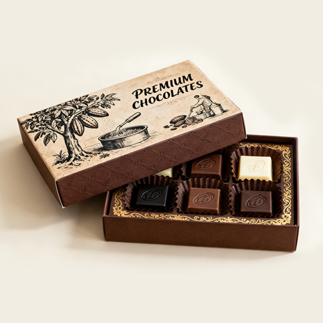 Custom Printed Design Packaging Boxes Personalized Food Grade Chocolate Box With Lid