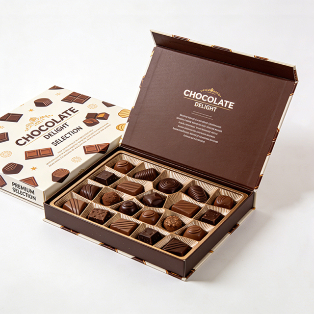 Custom Chocolate Box Packaging Manufacturer Printing Design Food Rigid Cardboard Boxes