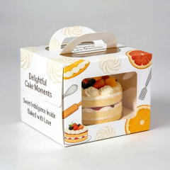Paper Packaging Box Manufacturer Wholesale Custom Printing Cardboard Cake Boxes With Handle