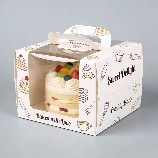 Paper Box Manufacturers Custom Printed Design Food Grade Cake Packaging Boxes With Handle