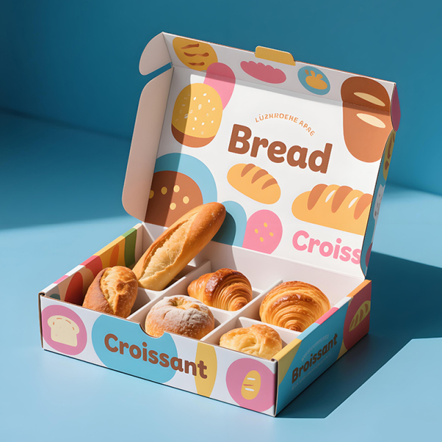 Cardboard Box Manufacturers Custom Printing Design Food Grade Paper Bakery Bread Packaging Boxes