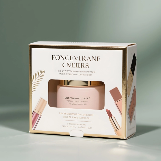 Printed cosmetic packaging box sample showing shape and finish details