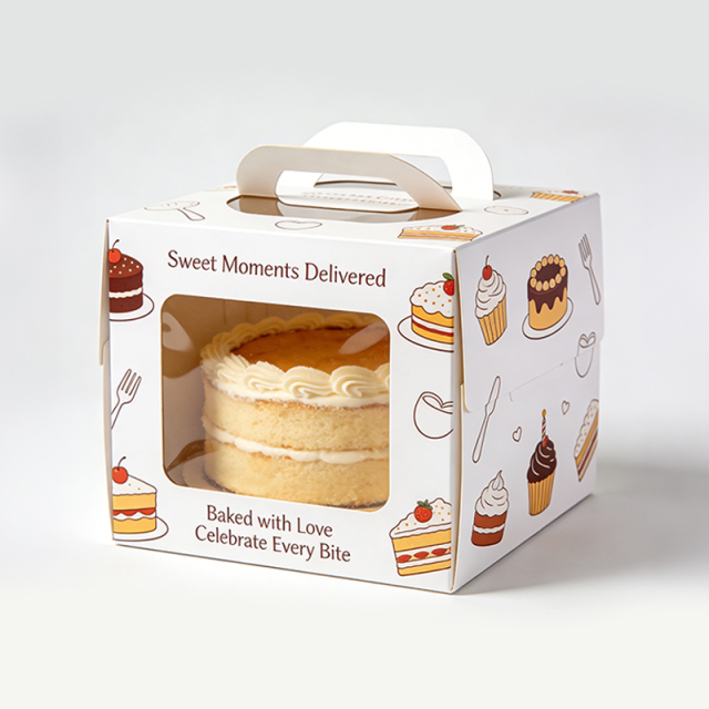 OEM / ODM Offset Printing Bakery Birthday Cake Cardboard Box With Handle