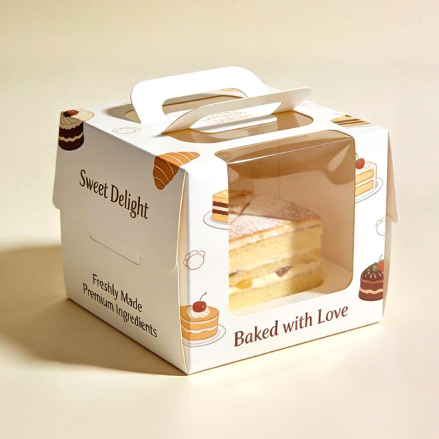 OEM / ODM Offset Printing Bakery Birthday Cake Cardboard Box With Handle