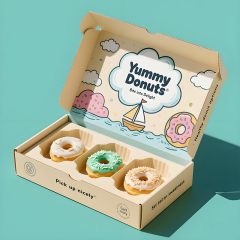 FSC Certified Custom Food Grade Paper Cardboard Packaging Box for Donuts