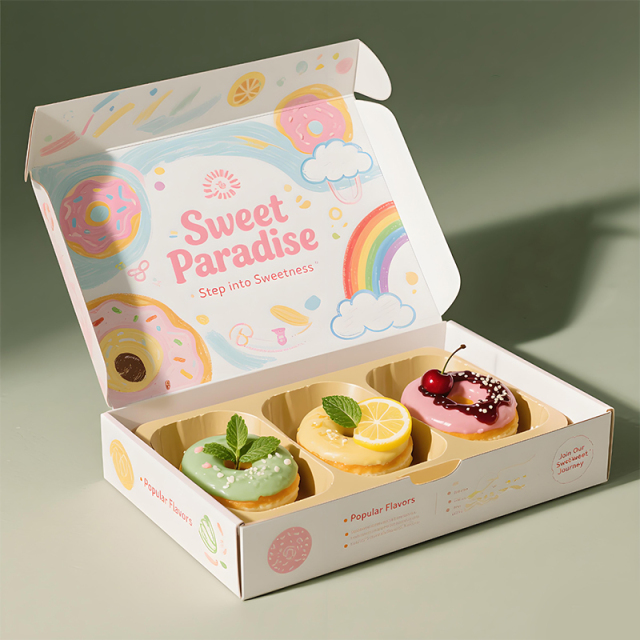 FSC Certified Custom Food Grade Paper Cardboard Packaging Box for Donuts