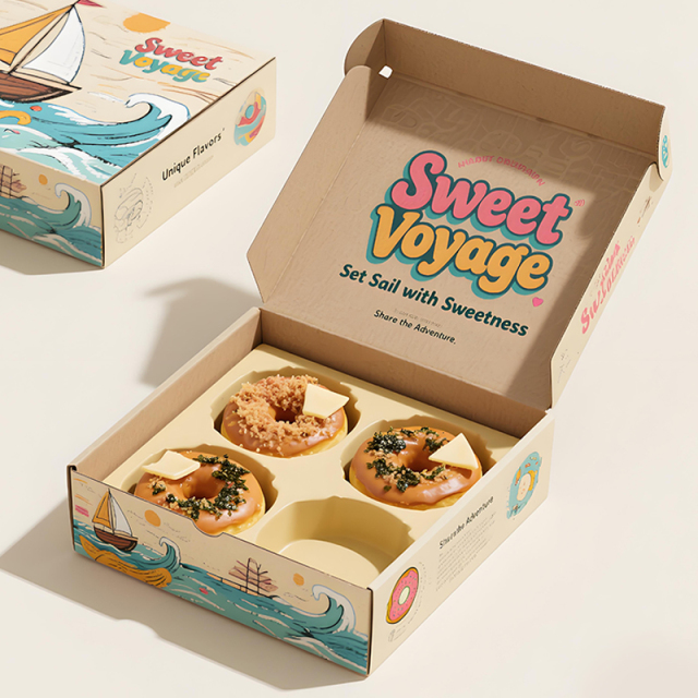 FSC Certified Custom Food Grade Paper Cardboard Packaging Box for Donuts