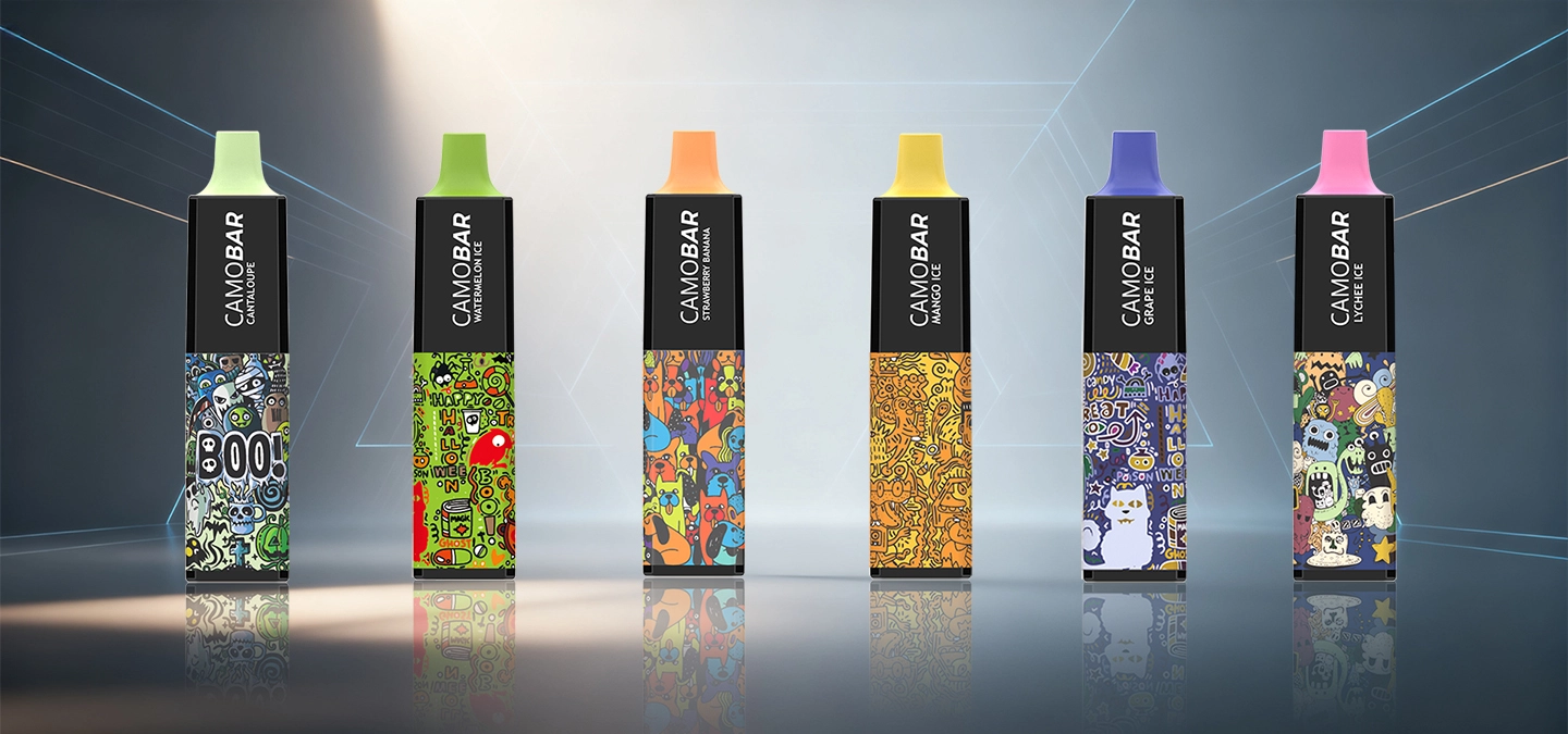 the image displays six different flavors vape