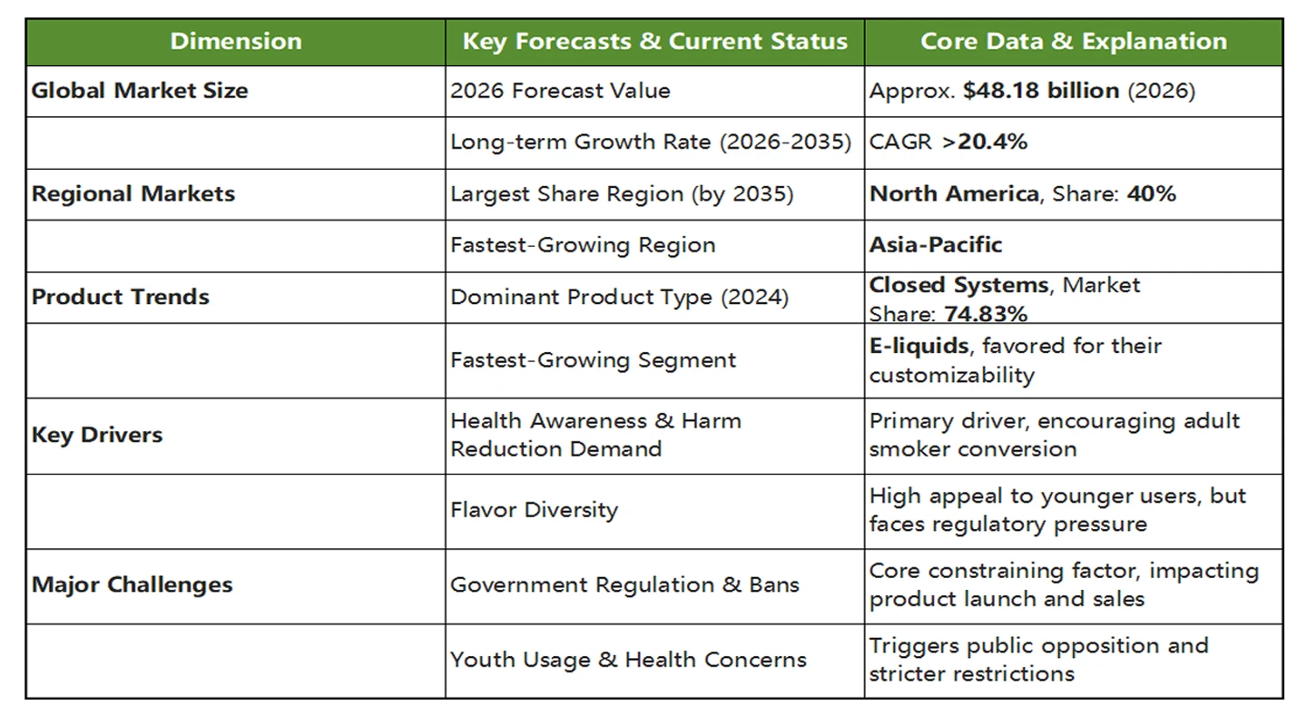 E-cigarette sales data for 2025 and sales forecast for 2026