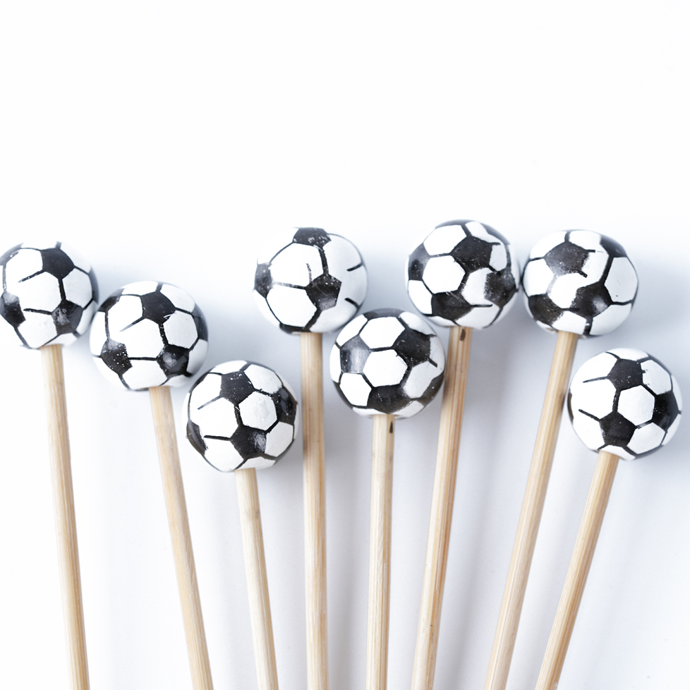 100-Piece Soccer Bamboo Skewers – 4.7 Inch Sporty Appetizer Picks for Parties & Events