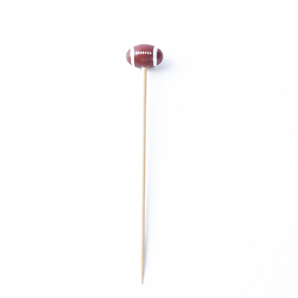 100-Piece Football Bamboo Skewers 4.7 Inch Sporty Appetizer Picks for Parties Events