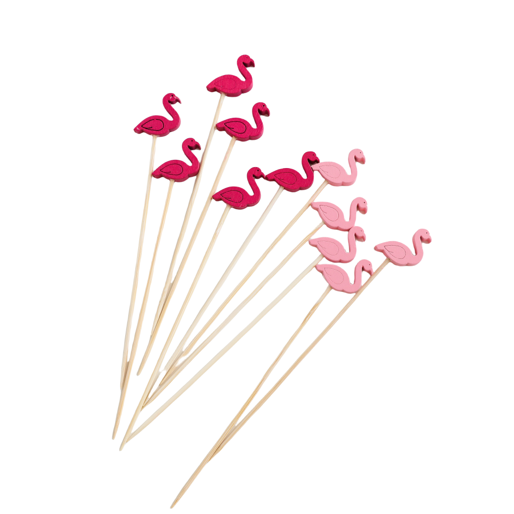 100 Flamingos bamboo sticks per pack 4.7-inch disposable creative fruit sticks for party gatherings