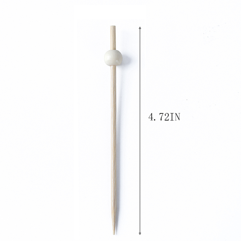 Each Pack Contains 100 Natural Wood Colored Beads And 4.7-inch Disposable Fruit Sticks for a barbecue party