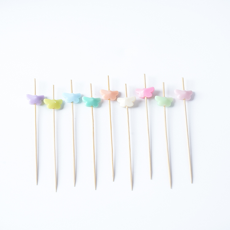 100 Colorful Plastic Butterfly Disposable Fruit Sticks Per Pack 4 Or 7 Bamboo Sticks For Party Barbecue Gatherings