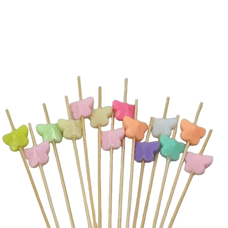 100 Colorful Plastic Butterfly Disposable Fruit Sticks Per Pack 4 Or 7 Bamboo Sticks For Party Barbecue Gatherings