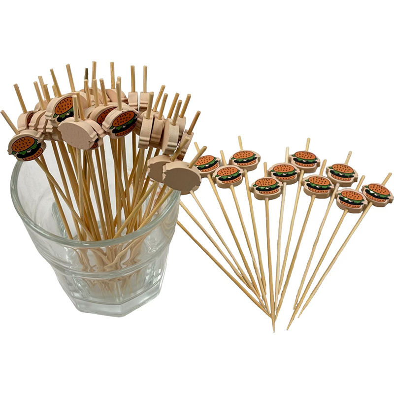 100Pcs Hamburger-Shaped Bamboo Picks - Cute Food Skewers for Burgers Sliders Fruit Platters & Party Snacks