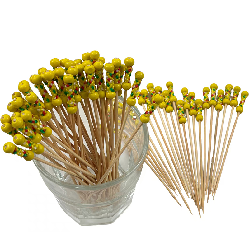 100Pcs/Counts Double-Bead Bamboo Picks Party Kids' Meals Catering Non-Splinter Eco-Friendly