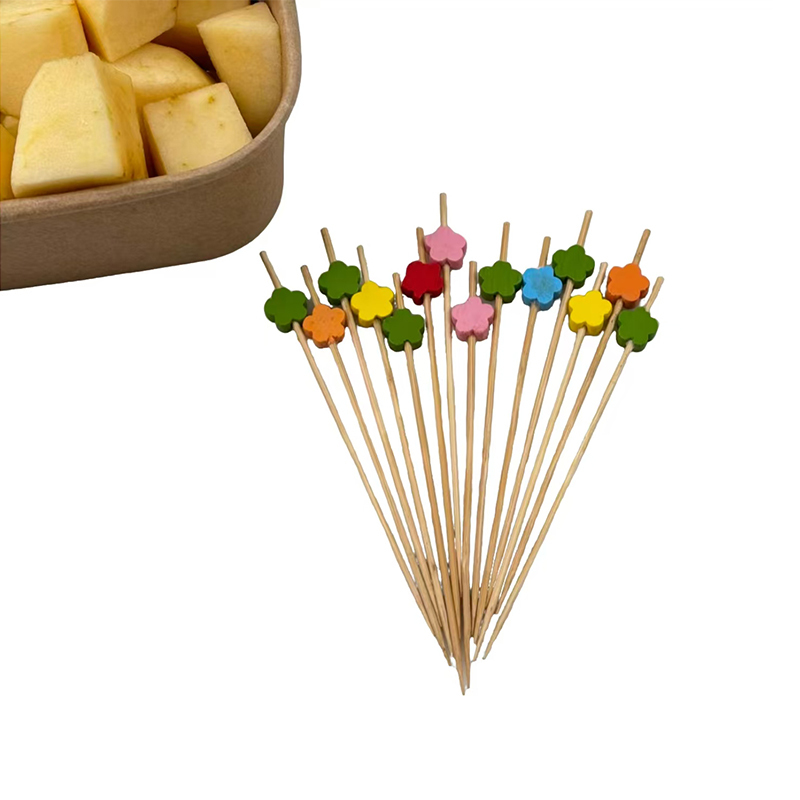Plum Blossom Bamboo Skewers Cocktail Paddles Fancy Toothpicks Appetizers Party Drinks Fruits