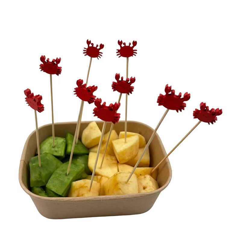 Red Crab Bamboo Picks - Food-Safe Skewers for Fruits Snacks & Party Table Decoration