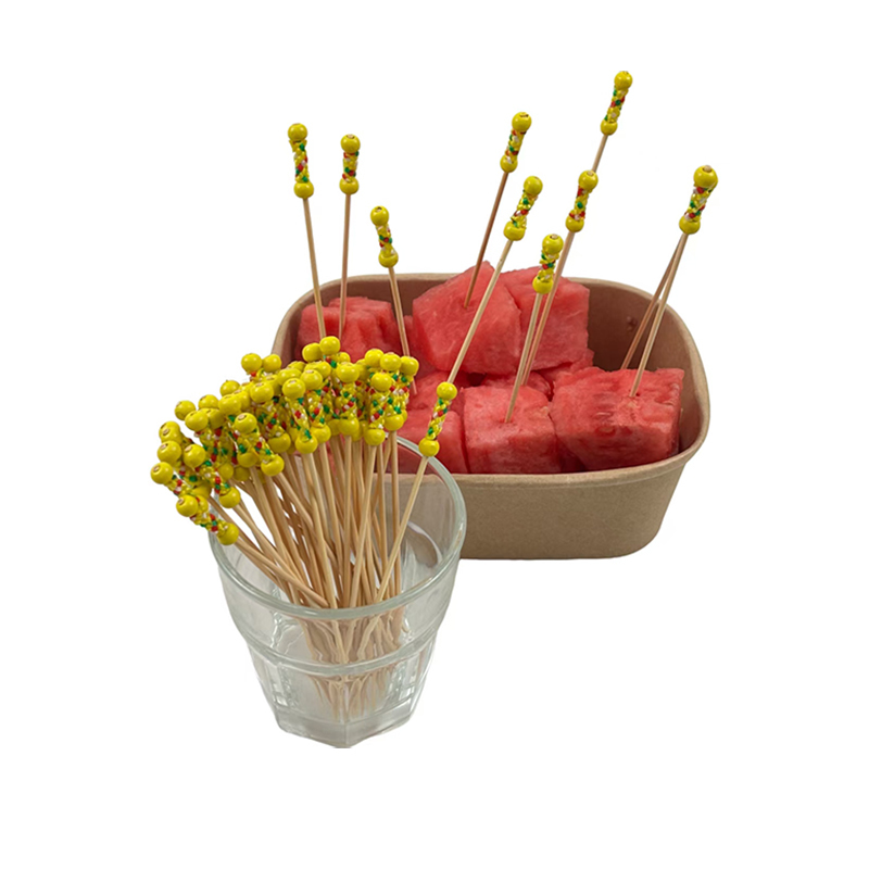 100Pcs/Counts Double-Bead Bamboo Picks Party Kids' Meals Catering Non-Splinter Eco-Friendly