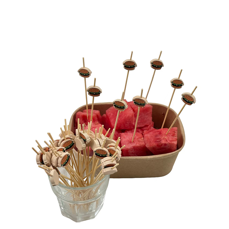 100Pcs Hamburger-Shaped Bamboo Picks - Cute Food Skewers for Burgers Sliders Fruit Platters & Party Snacks