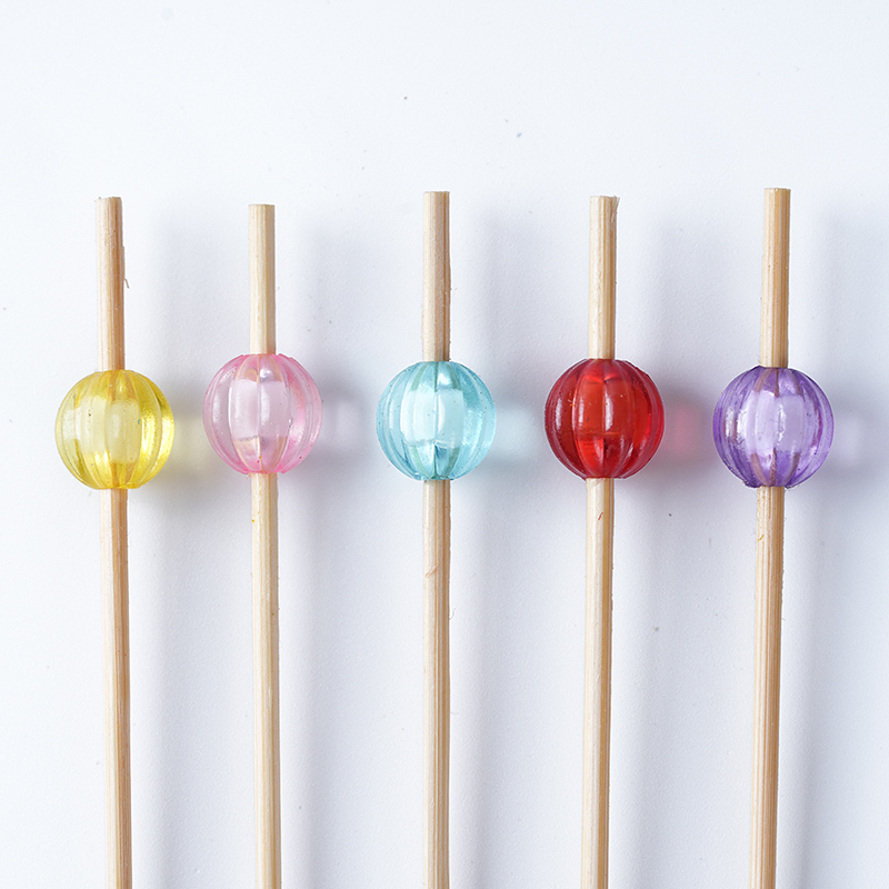 Bead-in-Bead Pumpkin Bamboo Picks - Cute Fruit Skewers for Halloween Party Desserts Fruit Platters