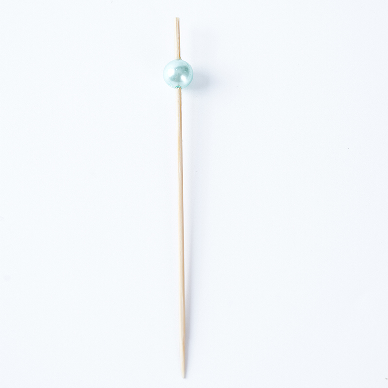 Light Green Pearl Plastic-Top Bamboo Picks - Food-Safe Skewers for Spring Gatherings Kids' Meals