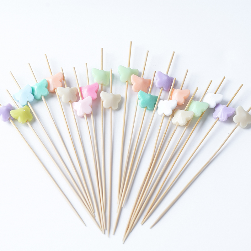100Pcs Plastic Mixed Butterfly Bamboo Picks -  for Fruit Platters Party Desserts & Cocktails