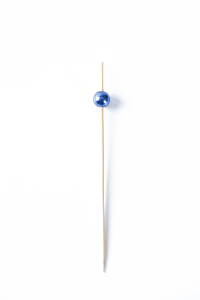 Plastic Dark Blue Pearl-Shaped Bamboo Picks - Durable Skewers for Daily Home Use (100 Counts)
