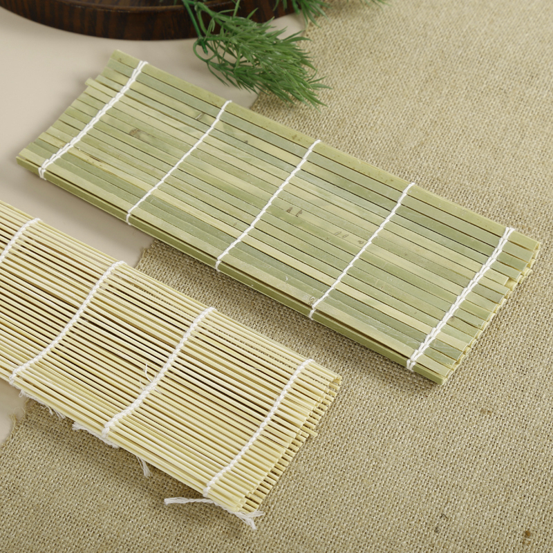 White Green Bamboo Sushi Mat Eco-friendly  Disposable Food Rolls for Kitchen Dining Tables