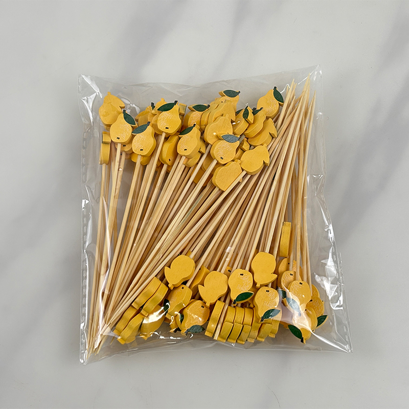 Yellow Pear-Shaped Bamboo Picks- Cute for Catering Coffee Shops & Autumn-Themed Gatherings
