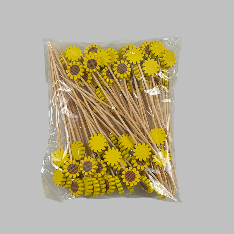 Sunflower-Shaped Bamboo Picks (100Pcs) - Cute for Garden Gatherings Coffee Shops & Buffet Tables