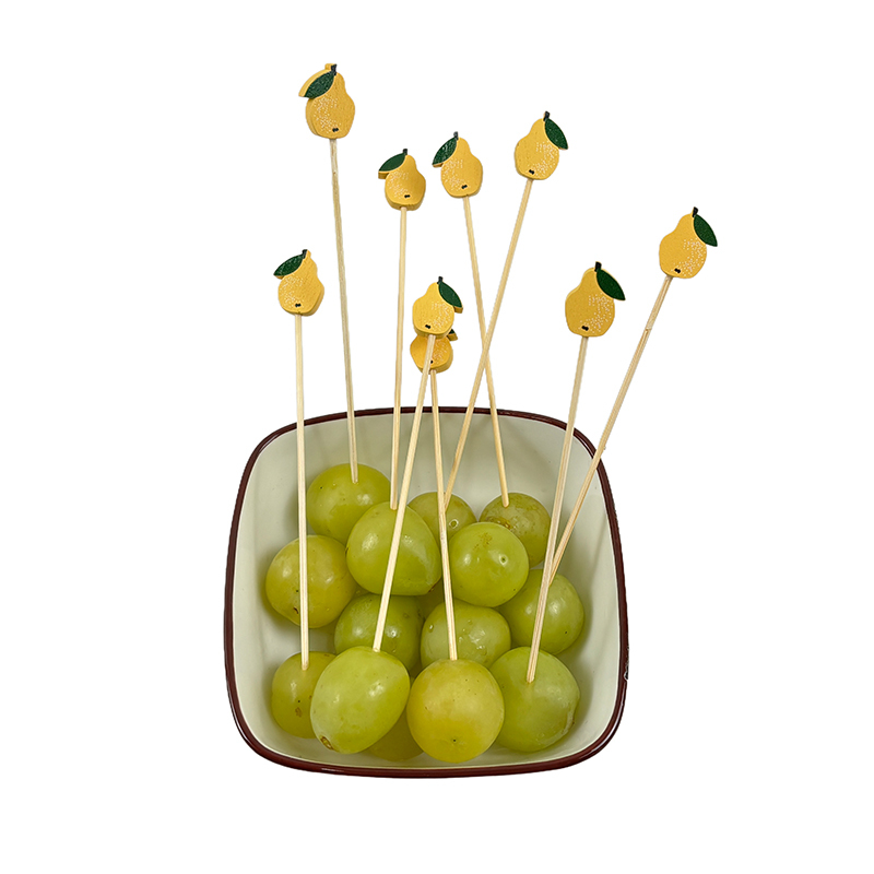 Yellow Pear-Shaped Bamboo Picks- Cute for Catering Coffee Shops & Autumn-Themed Gatherings