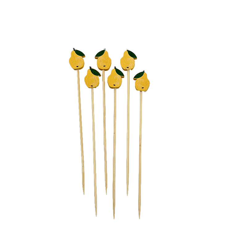 Yellow Pear-Shaped Bamboo Picks- Cute for Catering Coffee Shops & Autumn-Themed Gatherings