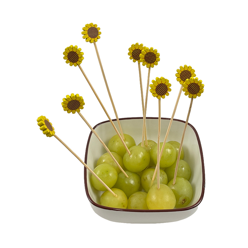 Sunflower-Shaped Bamboo Picks (100Pcs) - Cute for Garden Gatherings Coffee Shops & Buffet Tables