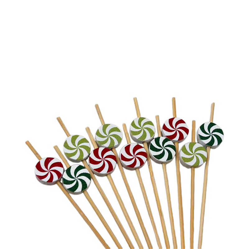 100Pcs of colorful lollipop bamboo sticks - food-safe pie meals, summer parties and fruit platters
