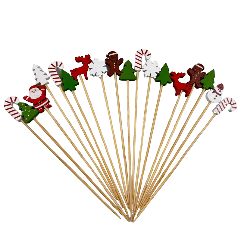 200Count Santa Claus Food Picks Bamboo Toothpicks Holiday Table Setting
